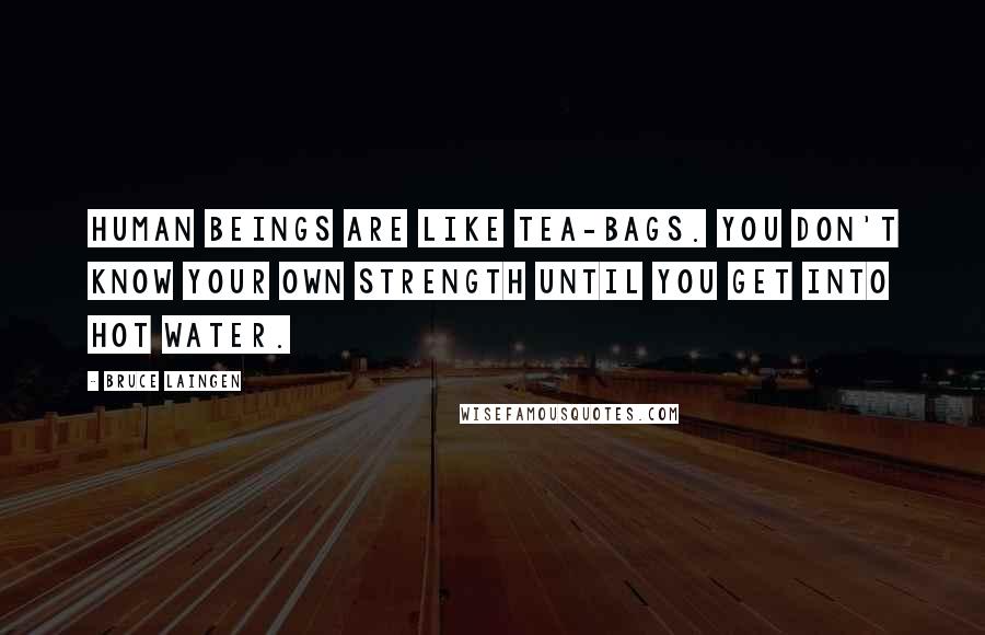 Bruce Laingen Quotes: Human beings are like tea-bags. You don't know your own strength until you get into hot water.