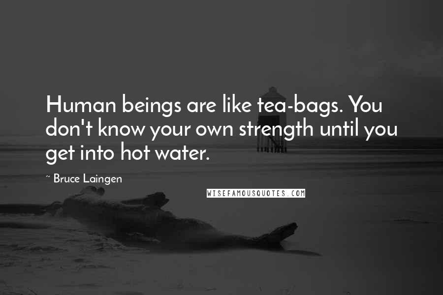 Bruce Laingen Quotes: Human beings are like tea-bags. You don't know your own strength until you get into hot water.