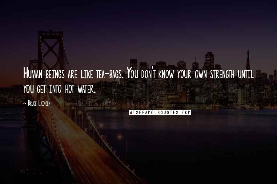 Bruce Laingen Quotes: Human beings are like tea-bags. You don't know your own strength until you get into hot water.