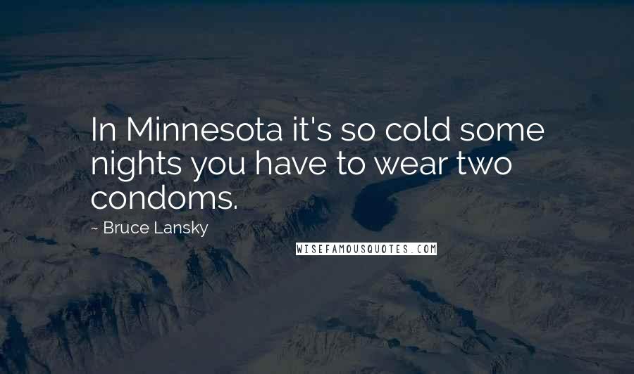 Bruce Lansky Quotes: In Minnesota it's so cold some nights you have to wear two condoms.