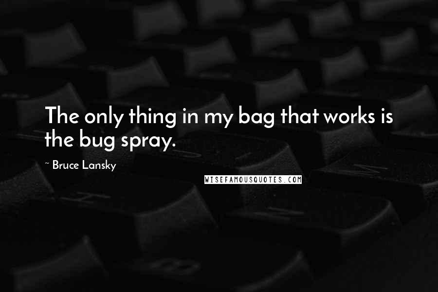 Bruce Lansky Quotes: The only thing in my bag that works is the bug spray.