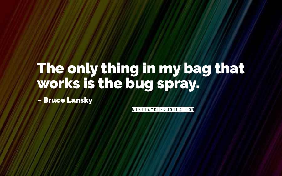 Bruce Lansky Quotes: The only thing in my bag that works is the bug spray.