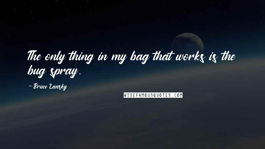 Bruce Lansky Quotes: The only thing in my bag that works is the bug spray.