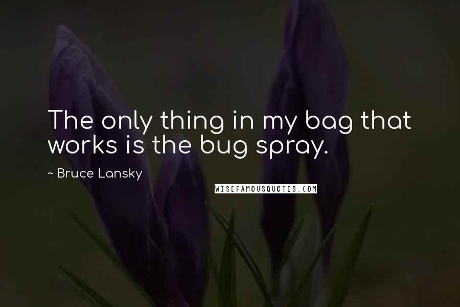 Bruce Lansky Quotes: The only thing in my bag that works is the bug spray.