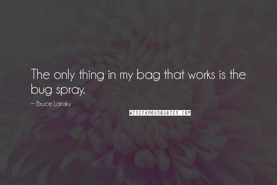 Bruce Lansky Quotes: The only thing in my bag that works is the bug spray.