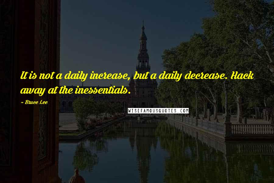 Bruce Lee Quotes: It is not a daily increase, but a daily decrease. Hack away at the inessentials.