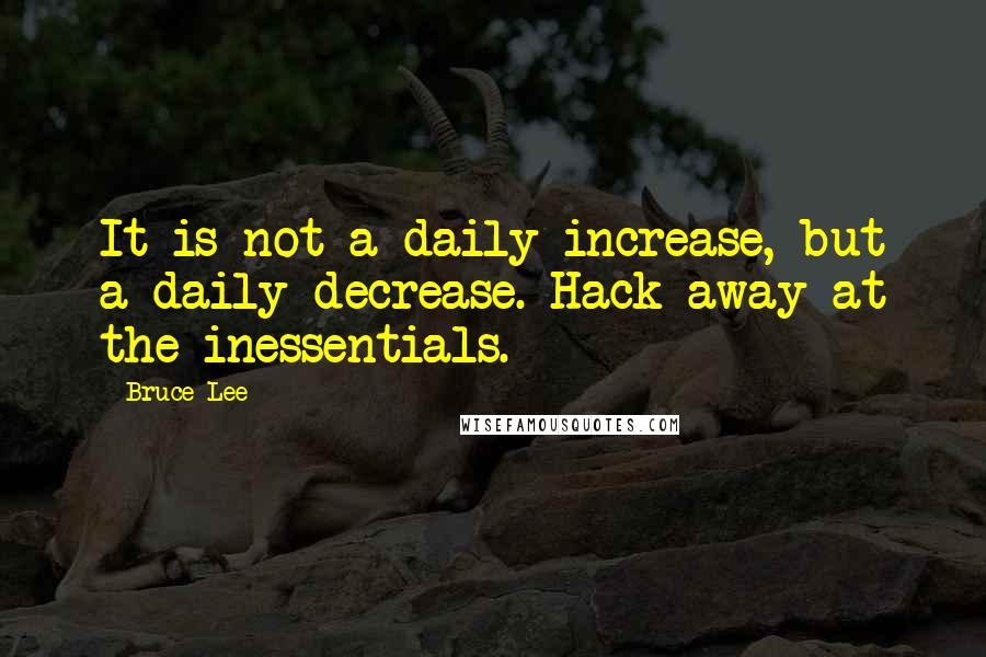 Bruce Lee Quotes: It is not a daily increase, but a daily decrease. Hack away at the inessentials.