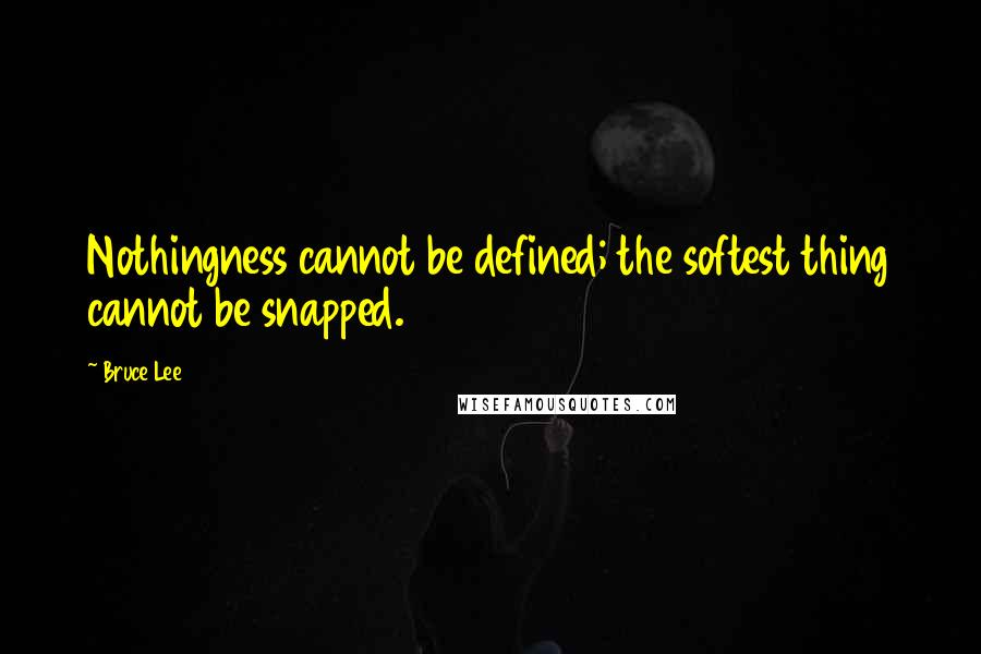 Bruce Lee Quotes: Nothingness cannot be defined; the softest thing cannot be snapped.