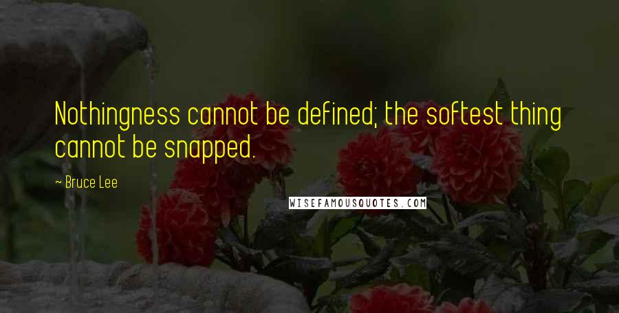 Bruce Lee Quotes: Nothingness cannot be defined; the softest thing cannot be snapped.