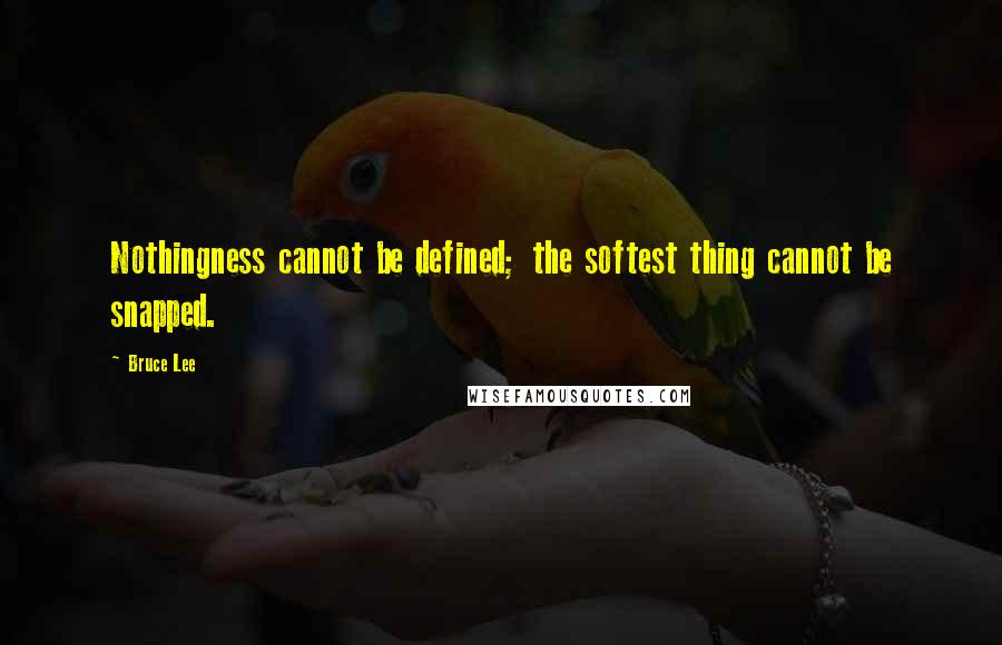 Bruce Lee Quotes: Nothingness cannot be defined; the softest thing cannot be snapped.