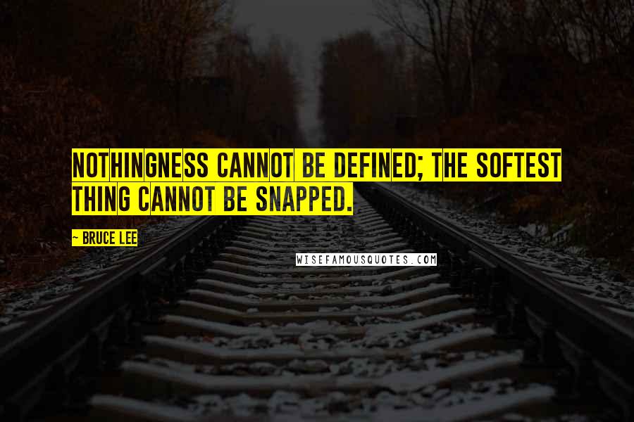 Bruce Lee Quotes: Nothingness cannot be defined; the softest thing cannot be snapped.