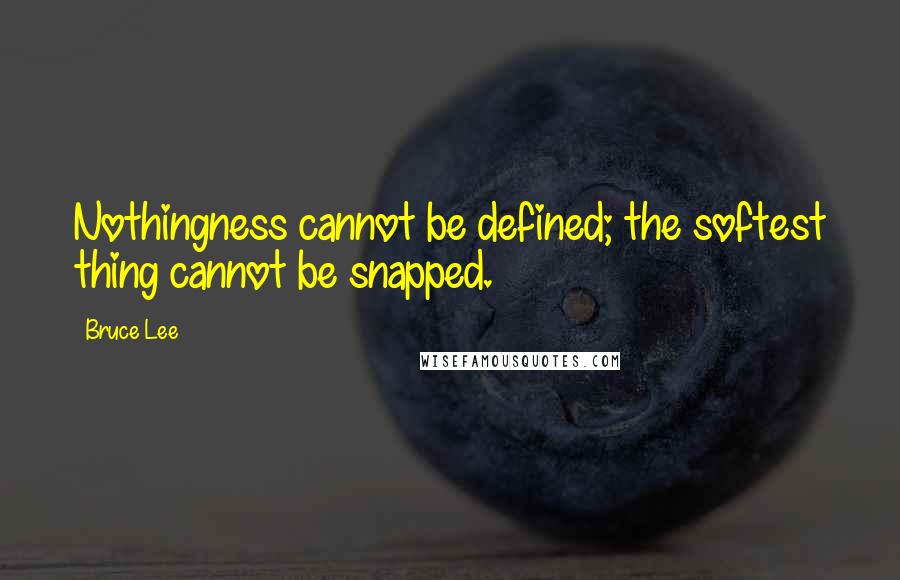 Bruce Lee Quotes: Nothingness cannot be defined; the softest thing cannot be snapped.