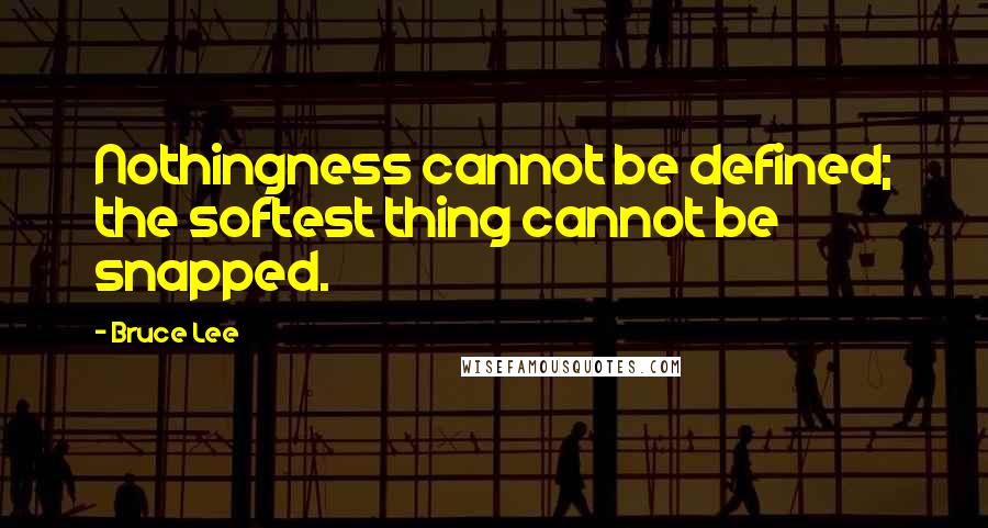 Bruce Lee Quotes: Nothingness cannot be defined; the softest thing cannot be snapped.