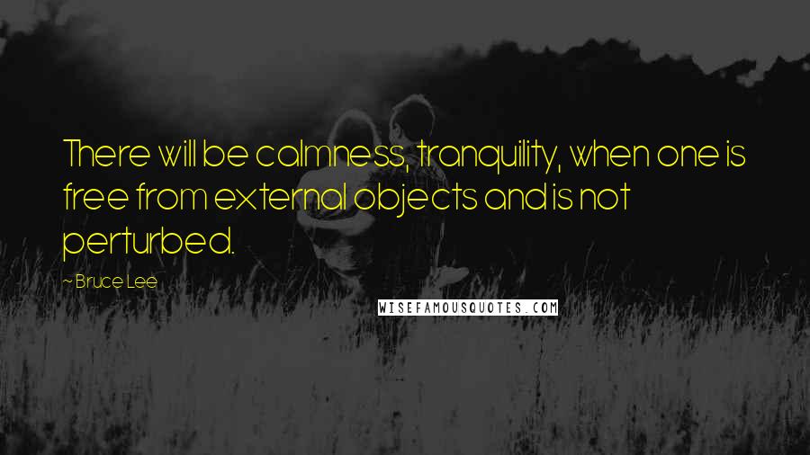 Bruce Lee Quotes: There will be calmness, tranquility, when one is free from external objects and is not perturbed.