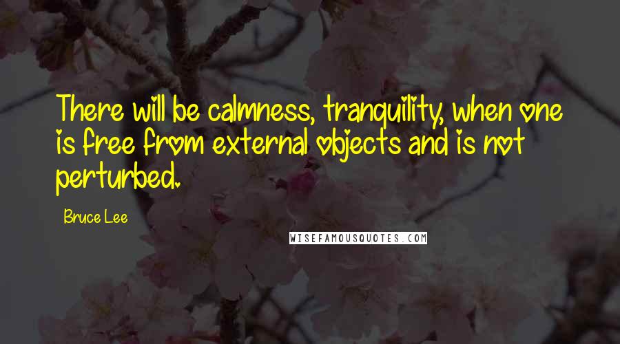 Bruce Lee Quotes: There will be calmness, tranquility, when one is free from external objects and is not perturbed.