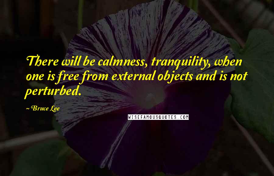 Bruce Lee Quotes: There will be calmness, tranquility, when one is free from external objects and is not perturbed.