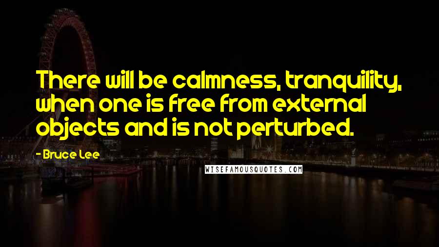 Bruce Lee Quotes: There will be calmness, tranquility, when one is free from external objects and is not perturbed.