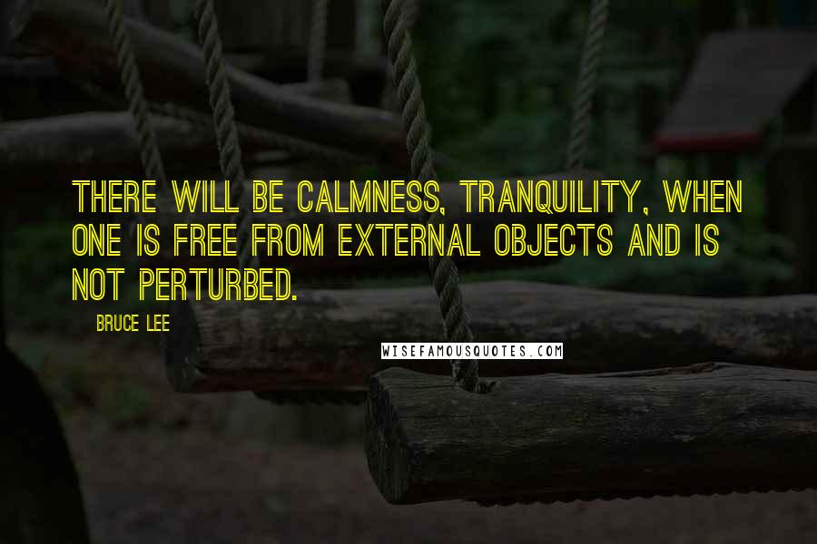 Bruce Lee Quotes: There will be calmness, tranquility, when one is free from external objects and is not perturbed.