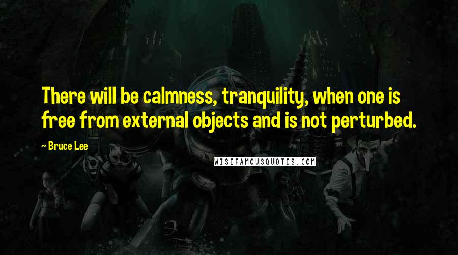 Bruce Lee Quotes: There will be calmness, tranquility, when one is free from external objects and is not perturbed.