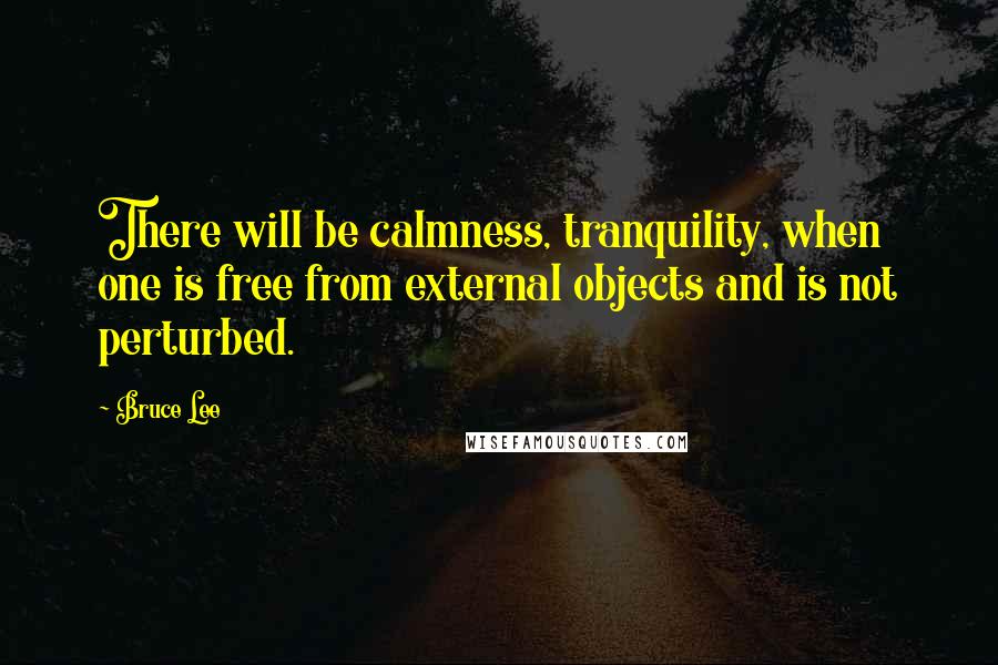 Bruce Lee Quotes: There will be calmness, tranquility, when one is free from external objects and is not perturbed.