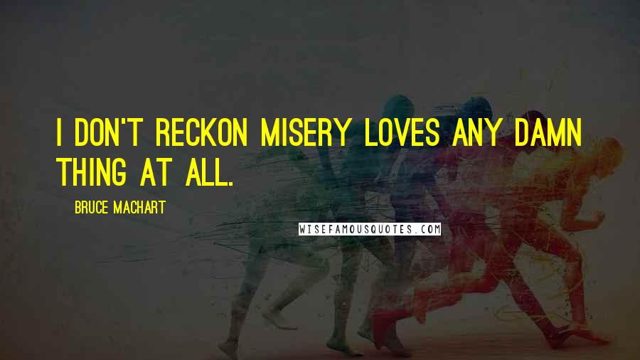 Bruce Machart Quotes: I don't reckon misery loves any damn thing at all.