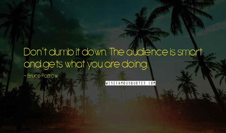 Bruce Paltrow Quotes: Don't dumb it down. The audience is smart and gets what you are doing.