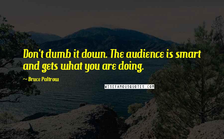 Bruce Paltrow Quotes: Don't dumb it down. The audience is smart and gets what you are doing.