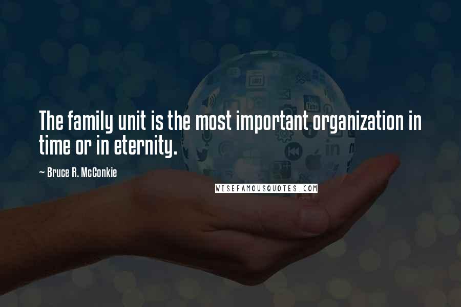 Bruce R. McConkie Quotes: The family unit is the most important organization in time or in eternity.