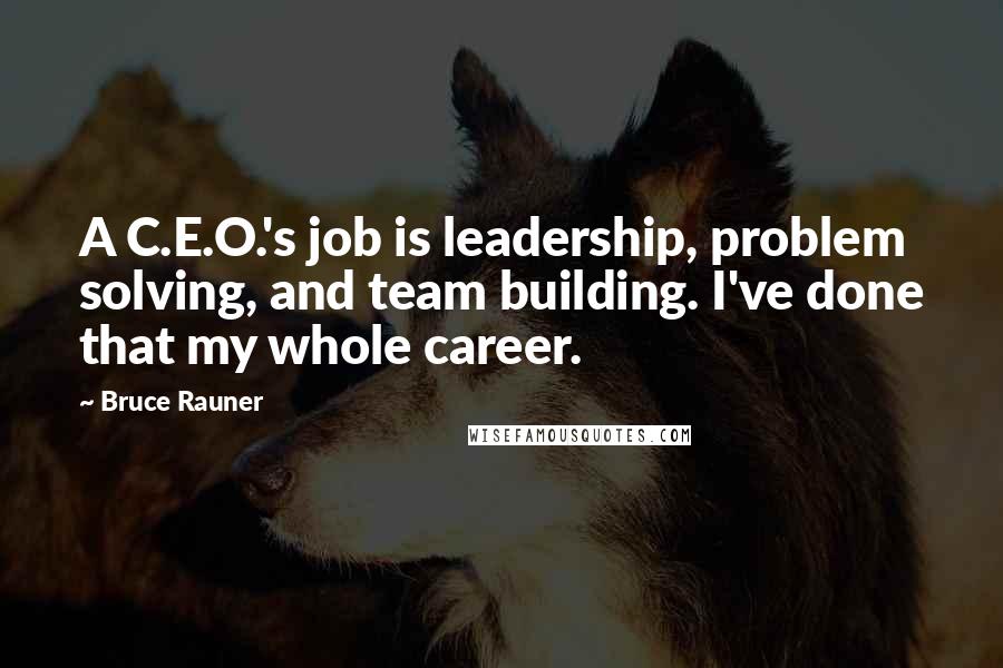 Bruce Rauner Quotes: A C.E.O.'s job is leadership, problem solving, and team building. I've done that my whole career.