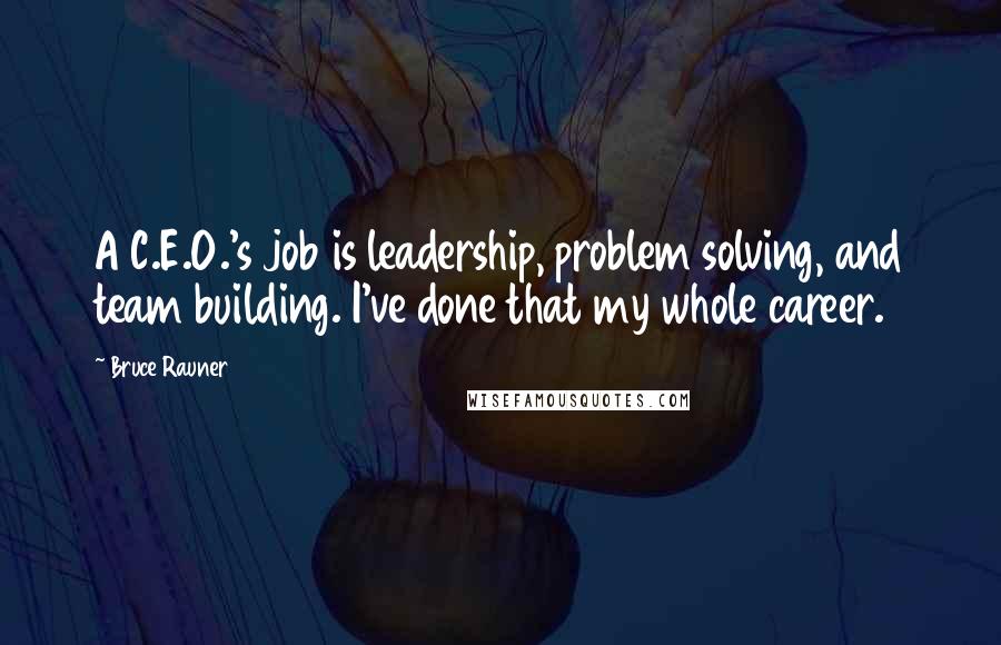 Bruce Rauner Quotes: A C.E.O.'s job is leadership, problem solving, and team building. I've done that my whole career.