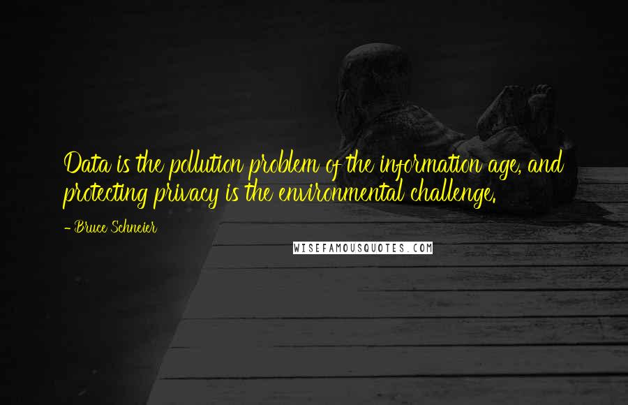 Bruce Schneier Quotes: Data is the pollution problem of the information age, and protecting privacy is the environmental challenge.