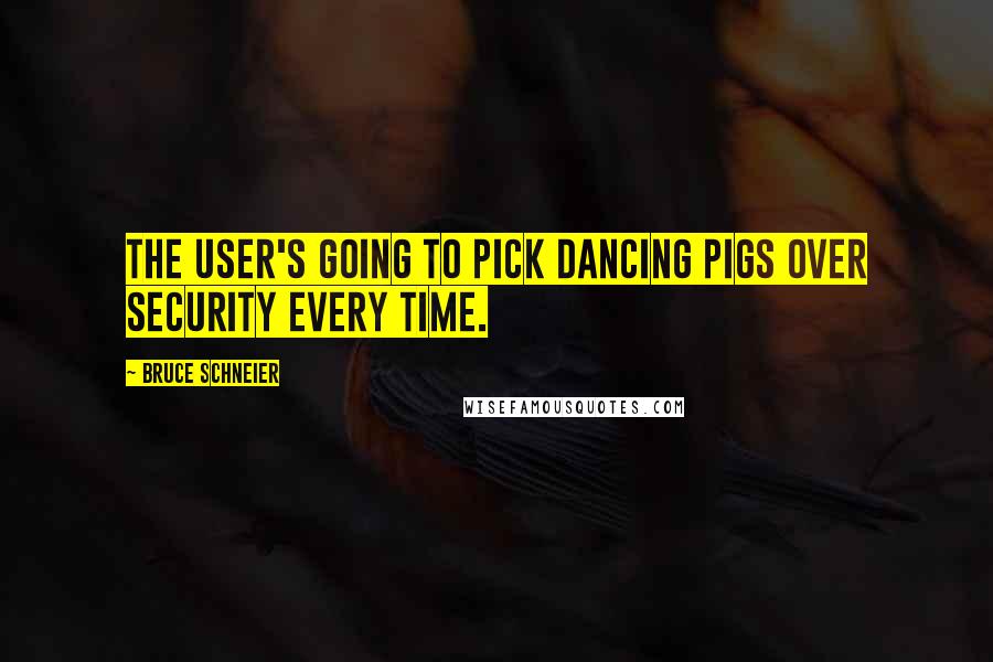 Bruce Schneier Quotes: The user's going to pick dancing pigs over security every time.