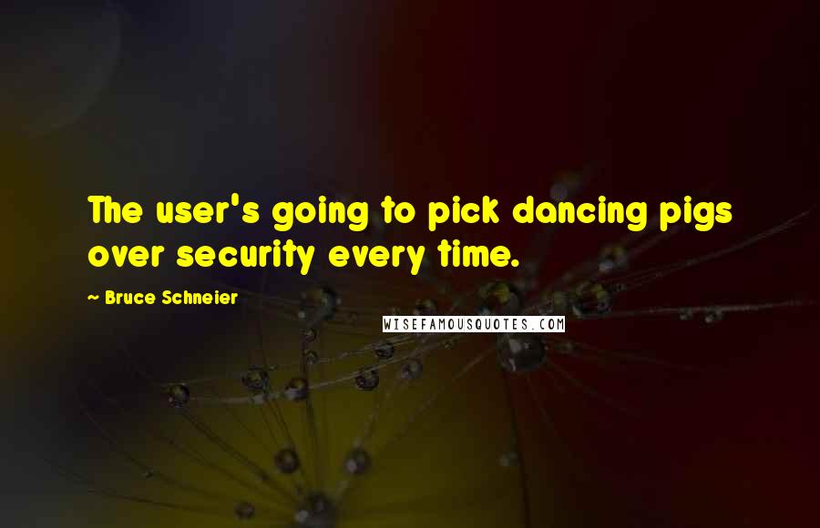 Bruce Schneier Quotes: The user's going to pick dancing pigs over security every time.