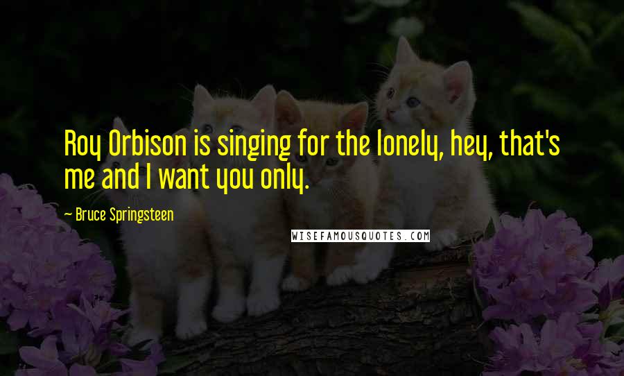 Bruce Springsteen Quotes: Roy Orbison is singing for the lonely, hey, that's me and I want you only.