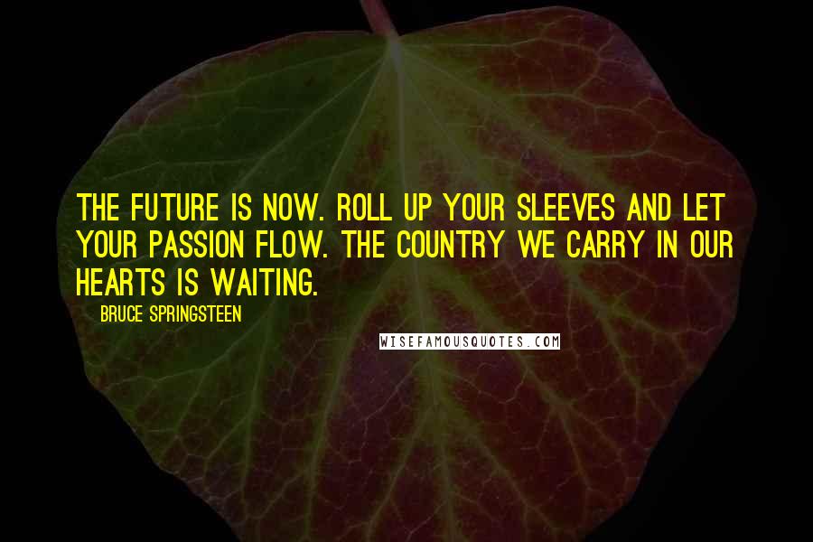 Bruce Springsteen Quotes: The future is now. Roll up your sleeves and let your passion flow. The country we carry in our hearts is waiting.