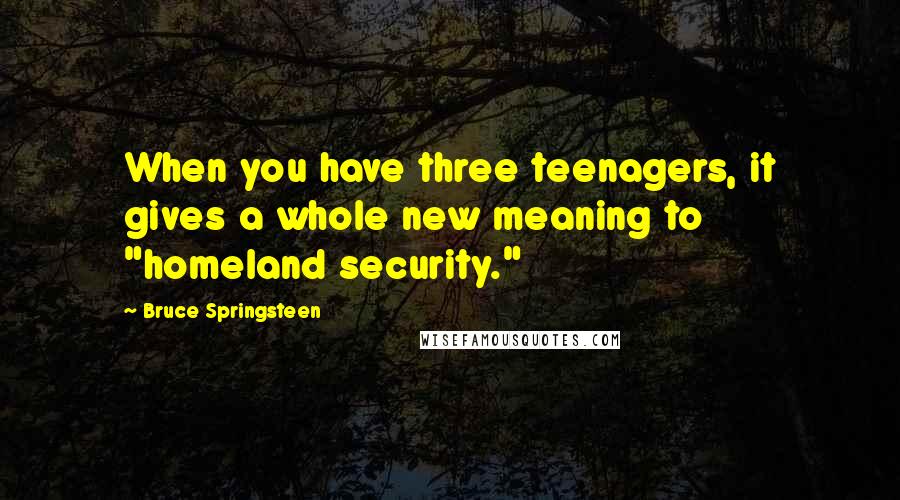 Bruce Springsteen Quotes: When you have three teenagers, it gives a whole new meaning to "homeland security."
