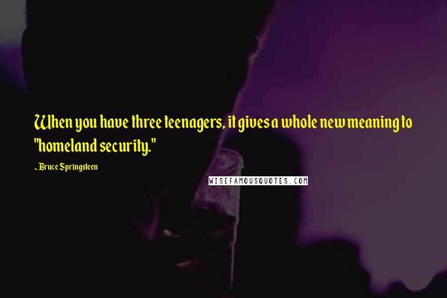 Bruce Springsteen Quotes: When you have three teenagers, it gives a whole new meaning to "homeland security."