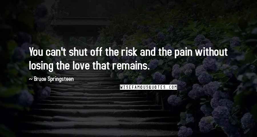 Bruce Springsteen Quotes: You can't shut off the risk and the pain without losing the love that remains.