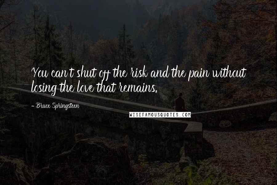 Bruce Springsteen Quotes: You can't shut off the risk and the pain without losing the love that remains.