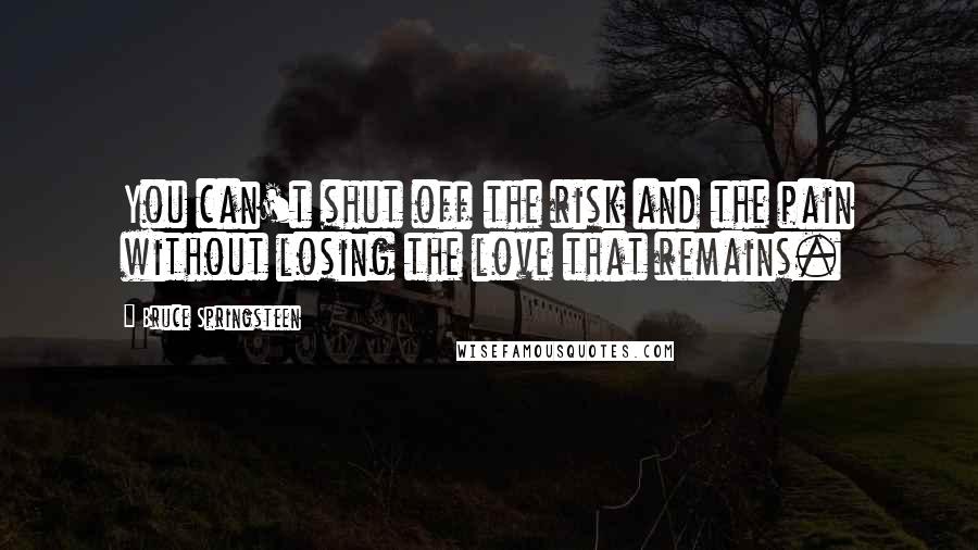 Bruce Springsteen Quotes: You can't shut off the risk and the pain without losing the love that remains.