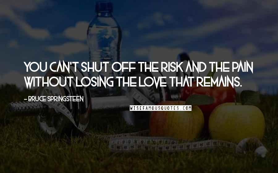 Bruce Springsteen Quotes: You can't shut off the risk and the pain without losing the love that remains.
