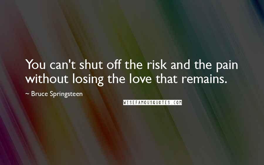 Bruce Springsteen Quotes: You can't shut off the risk and the pain without losing the love that remains.