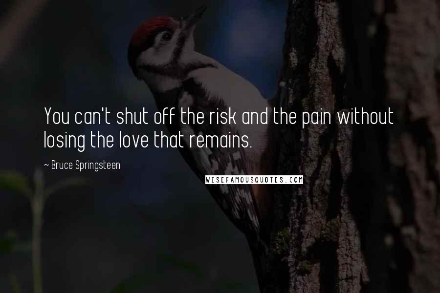 Bruce Springsteen Quotes: You can't shut off the risk and the pain without losing the love that remains.