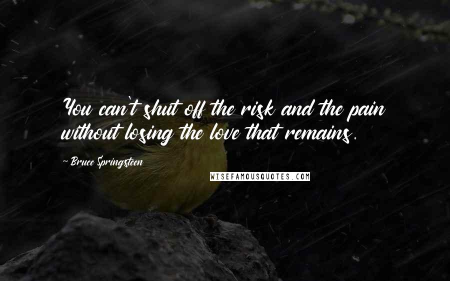 Bruce Springsteen Quotes: You can't shut off the risk and the pain without losing the love that remains.