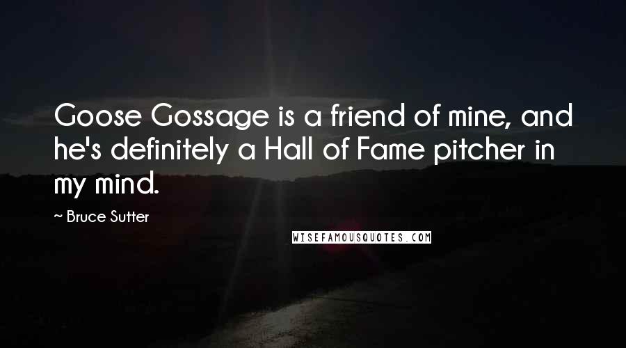 Bruce Sutter Quotes: Goose Gossage is a friend of mine, and he's definitely a Hall of Fame pitcher in my mind.