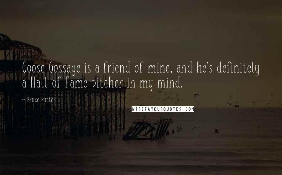 Bruce Sutter Quotes: Goose Gossage is a friend of mine, and he's definitely a Hall of Fame pitcher in my mind.