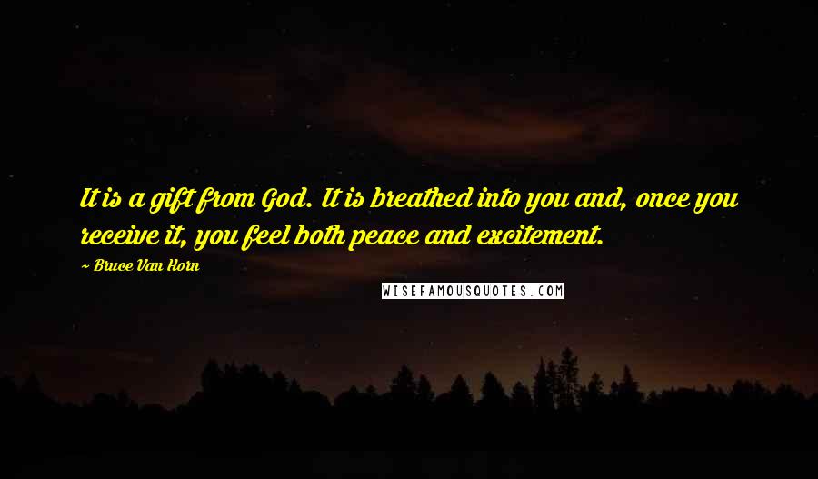 Bruce Van Horn Quotes: It is a gift from God. It is breathed into you and, once you receive it, you feel both peace and excitement.