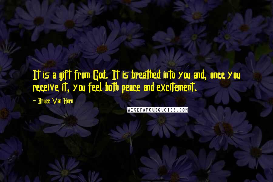 Bruce Van Horn Quotes: It is a gift from God. It is breathed into you and, once you receive it, you feel both peace and excitement.