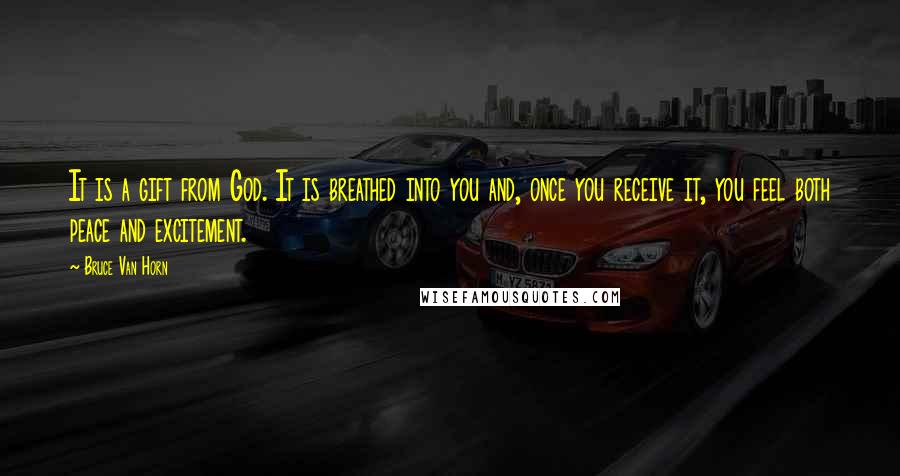 Bruce Van Horn Quotes: It is a gift from God. It is breathed into you and, once you receive it, you feel both peace and excitement.