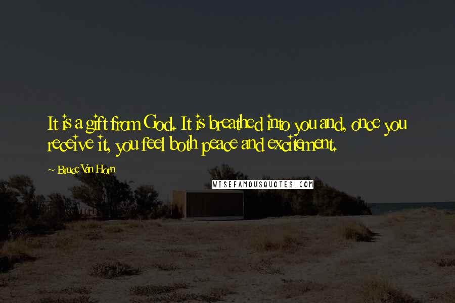 Bruce Van Horn Quotes: It is a gift from God. It is breathed into you and, once you receive it, you feel both peace and excitement.